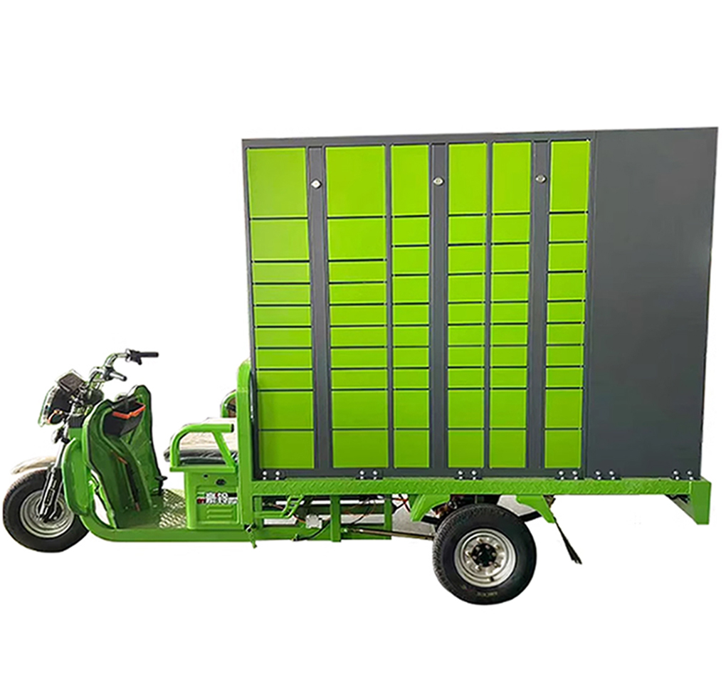 Minno Smart Electric Trike-Mounted Mobile Parcel Locker Outdoor Smart Metal Steel Automatic Package Locker