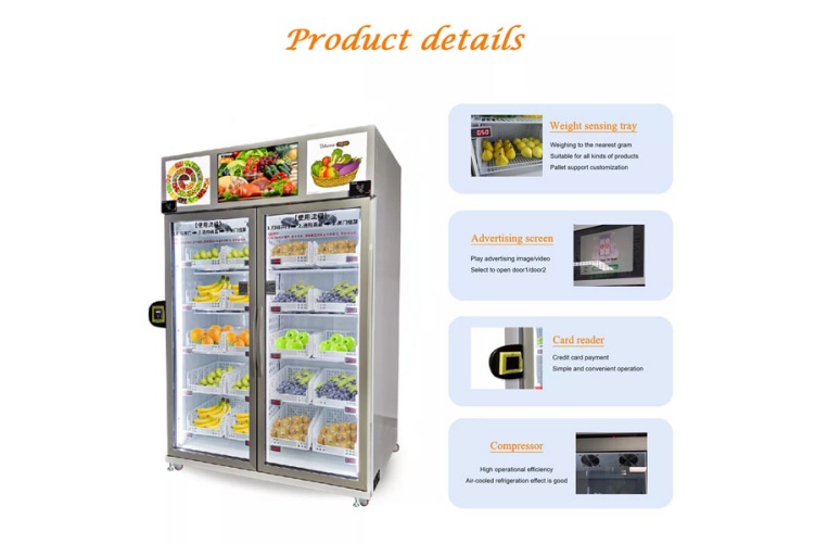 Smart fridge vending machine for selling snack drink fruit