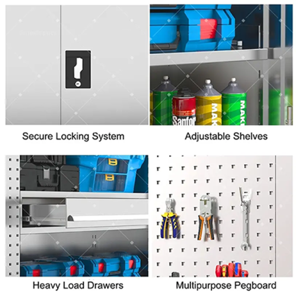 MINNO High-Capacity Stainless Steel Tool Cabinet - Heavy Duty Industrial Storage & Rolling Mobile Workbench for Commercial Workshop Organization